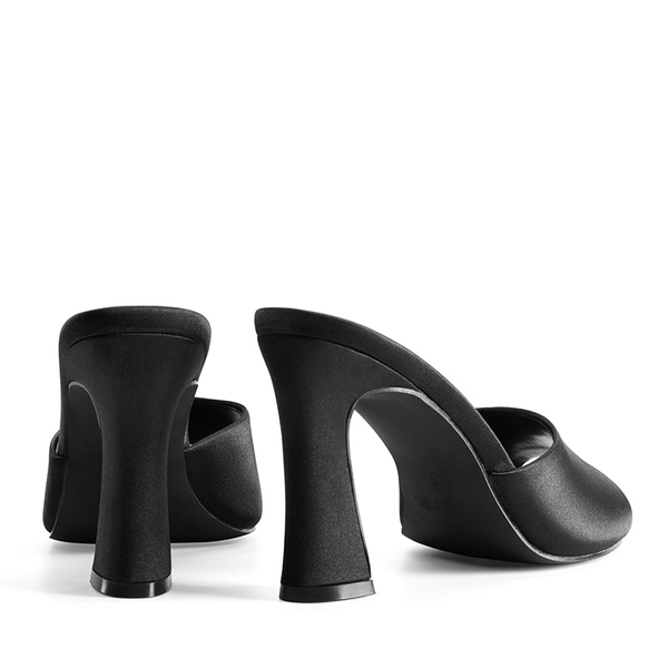 Pointed Toe Flared Heel Sandals - BLACK - 2